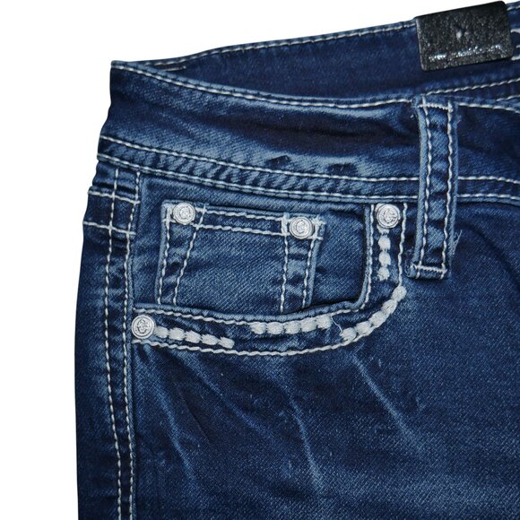 Grace In LA Womens Bootcut Jeans Size 28 x 33 Sequin Feather Embroidered NWT - Picture 5 of 11